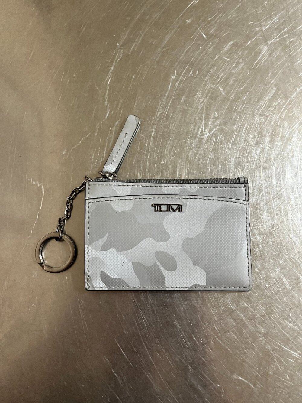 TUMI Belden Zip Card Case in Silver Camo
